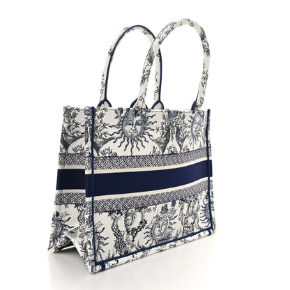 Christian Dior Canvas Embroidered Medium Toile de Jouy Soleil Book Tote Blue Multicolor 3 of 10