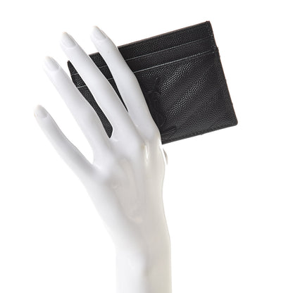 Saint Laurent Grain De Poudre Matelasse Chevron Monogram Credit Card Case Black 2 of 8
