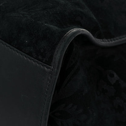 Gucci Nubuck Brocade Medium Soft Stirrup Shoulder Bag Black 12 of 18