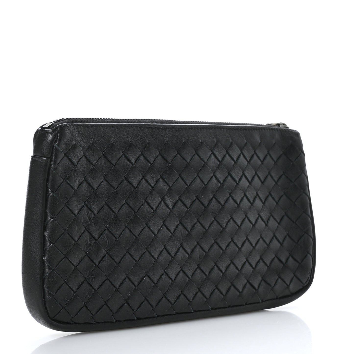 Nappa Intrecciato Zip Pouch Black