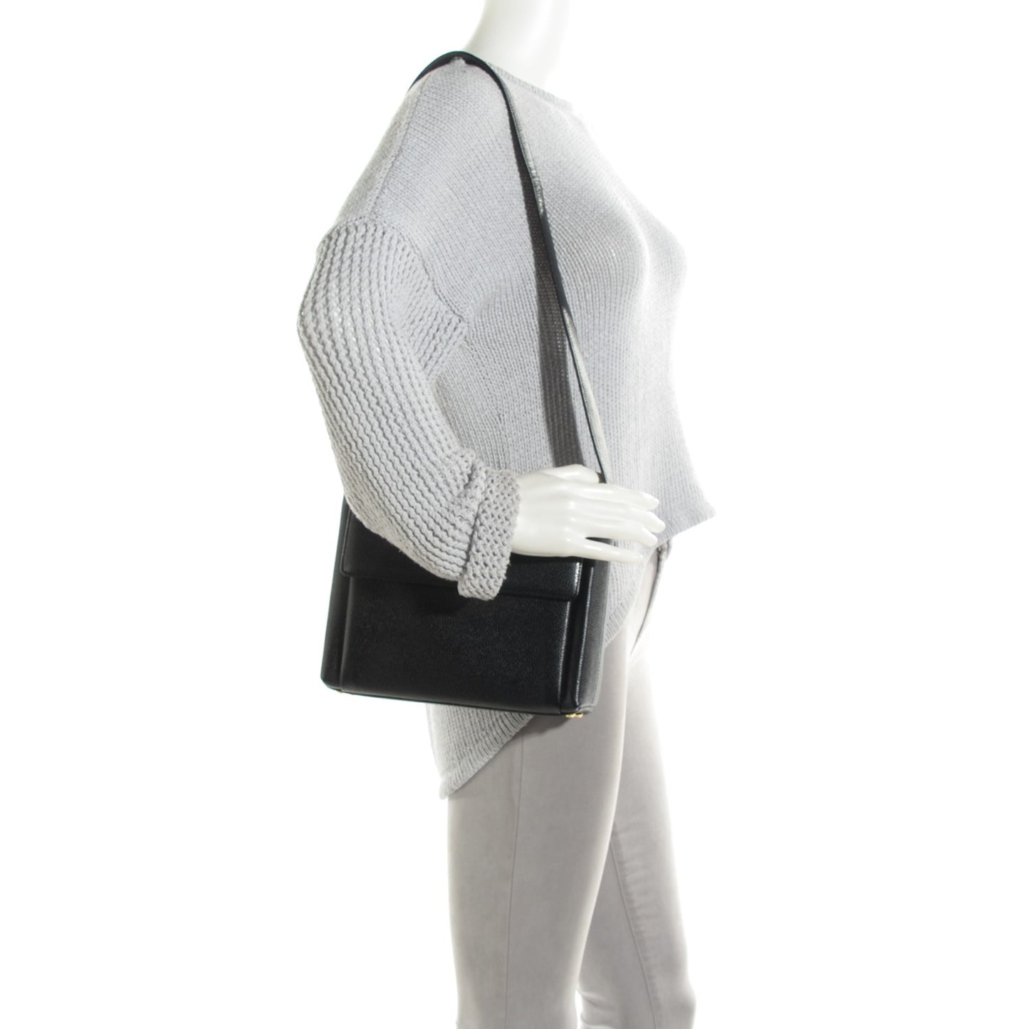 Caviar Flap Shoulder Bag Black
