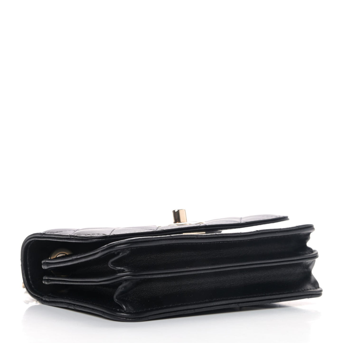 Lambskin Quilted Mini Trendy CC Wallet On Chain WOC Black