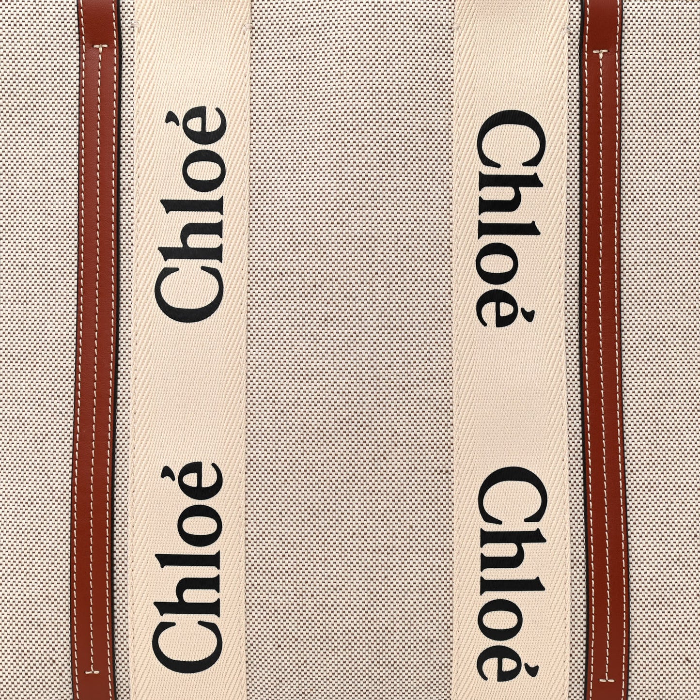 Cotton Calfskin Large Woody Ribbon Tote White Brown