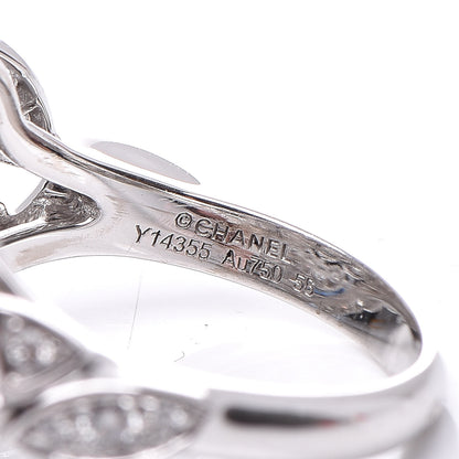 Chanel 18K White Gold Diamond Bouton de Camélia Ring 56 7.5 5 of 7