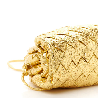 Bottega Veneta Metallic Nappa Intrecciato The Mini Pouch Oro 10 of 11