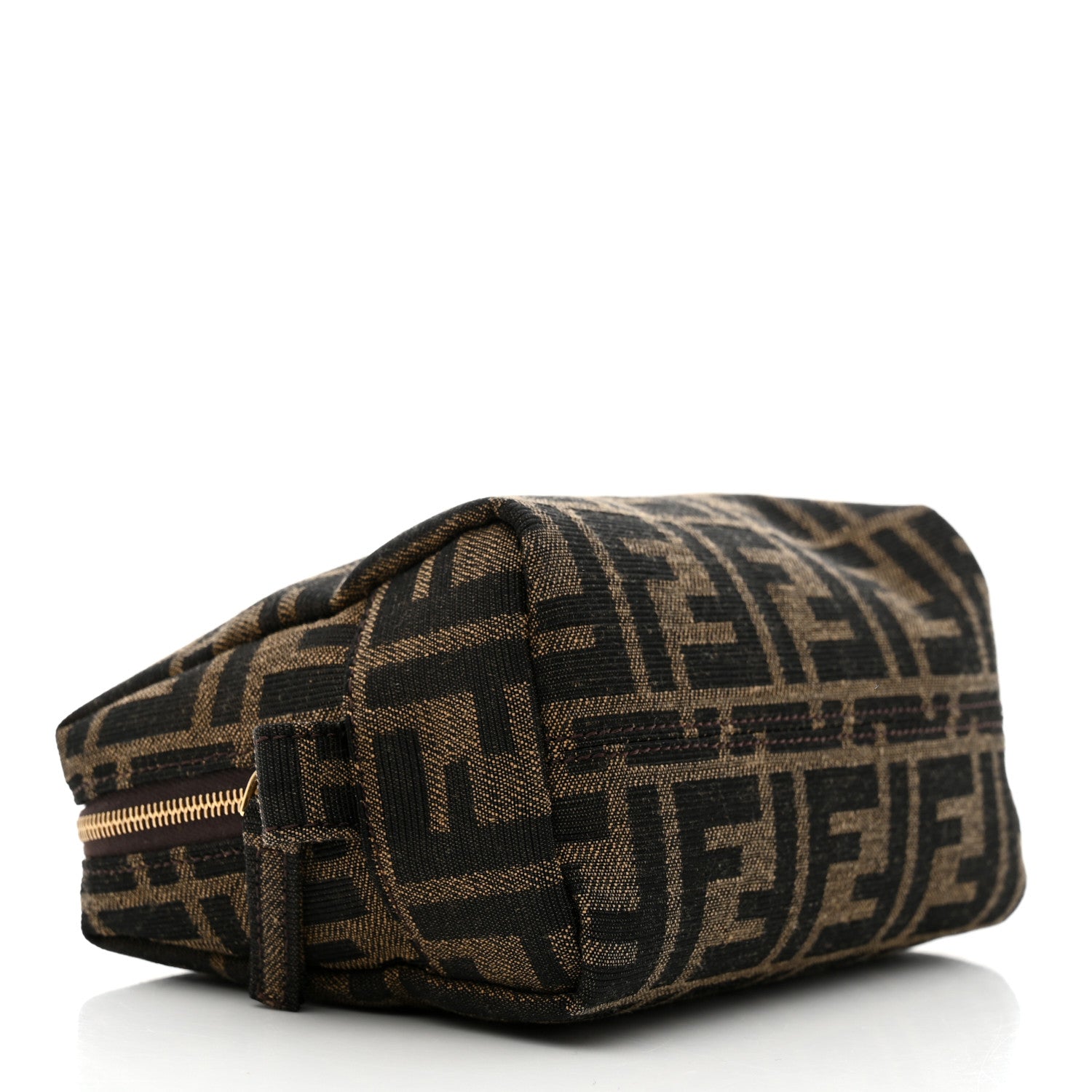 Fendi Fabric Jacquard FF 1974 Small Trapezoid Beauty Pouch Tobacco Moro Black 4 of 8