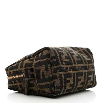 Fendi Fabric Jacquard FF 1974 Small Trapezoid Beauty Pouch Tobacco Moro Black 4 of 8