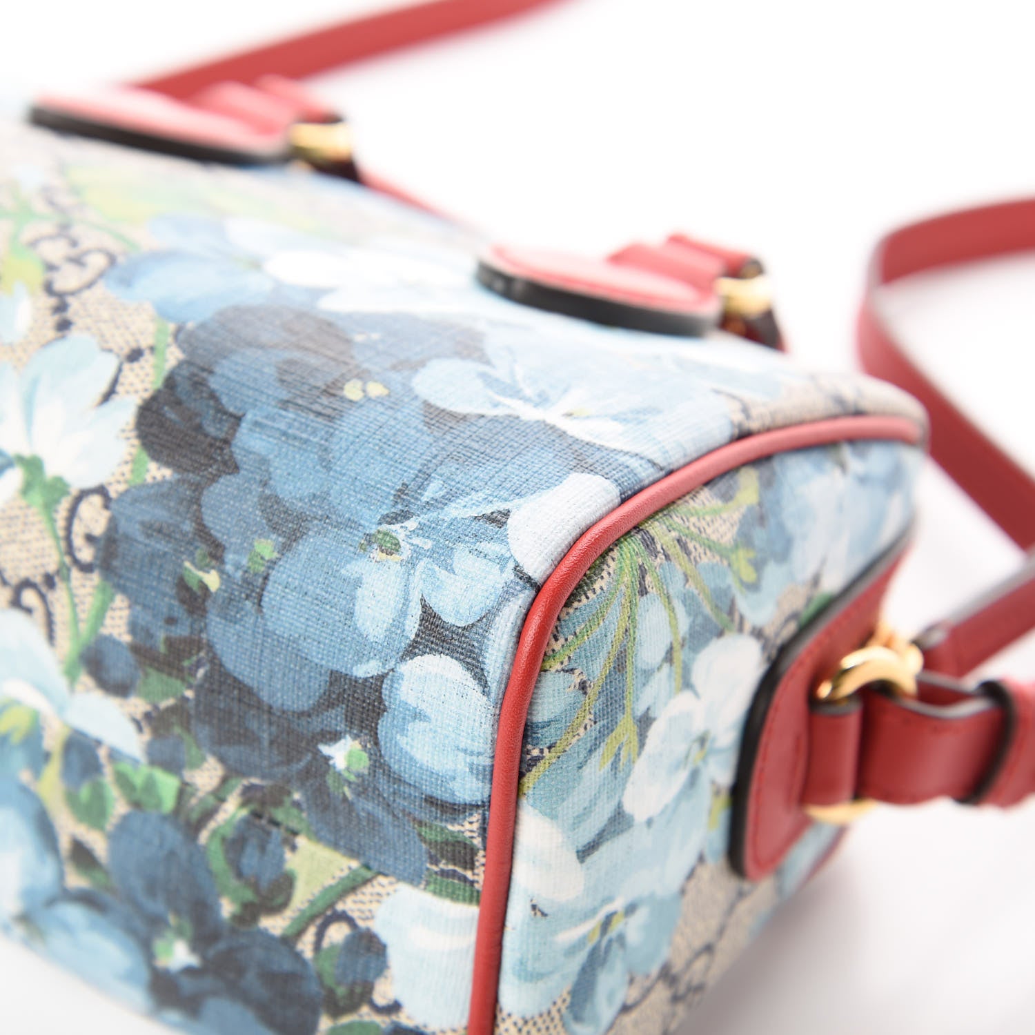 Gucci GG Supreme Monogram Blooms Mini Boston Navy Blue Hibiscus 11 of 13