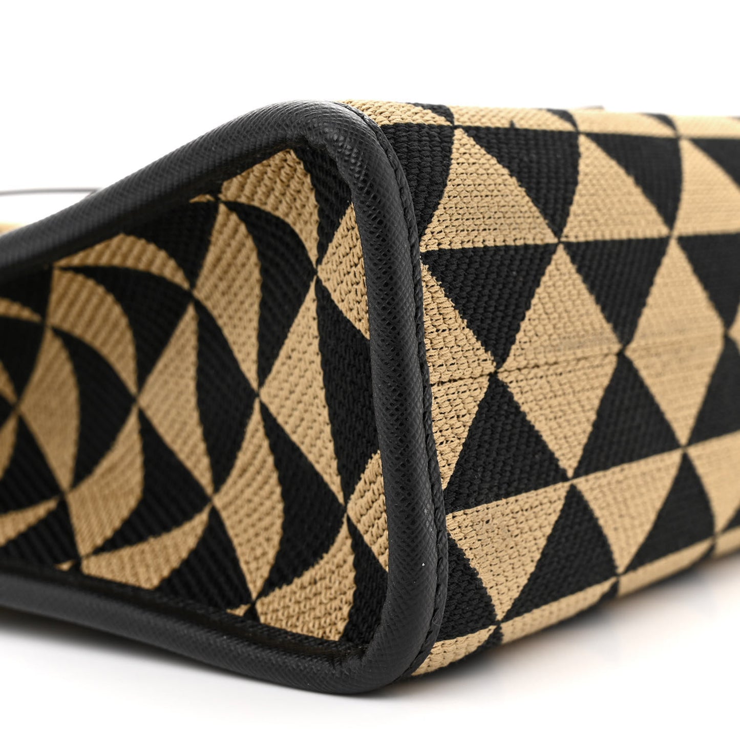 Jacquard Saffiano Triangolo Symbole Embroidered Small Tote Black Corda