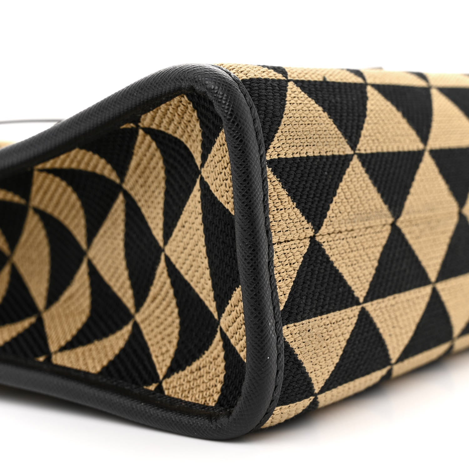 Prada Jacquard Saffiano Triangolo Symbole Embroidered Small Tote Black Corda 8 of 10