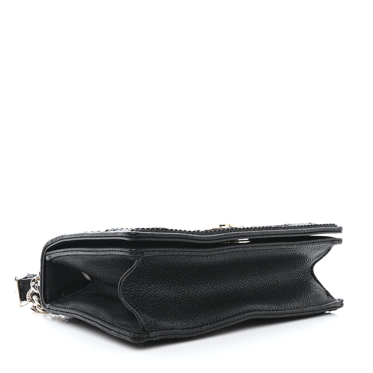 Grained Calfskin Perforated Diorama Flap Bag Black