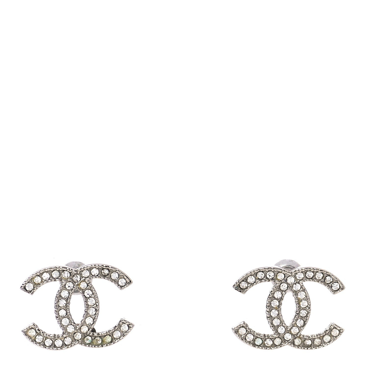 Chanel Crystal CC Earrings SIlver 1 of 5