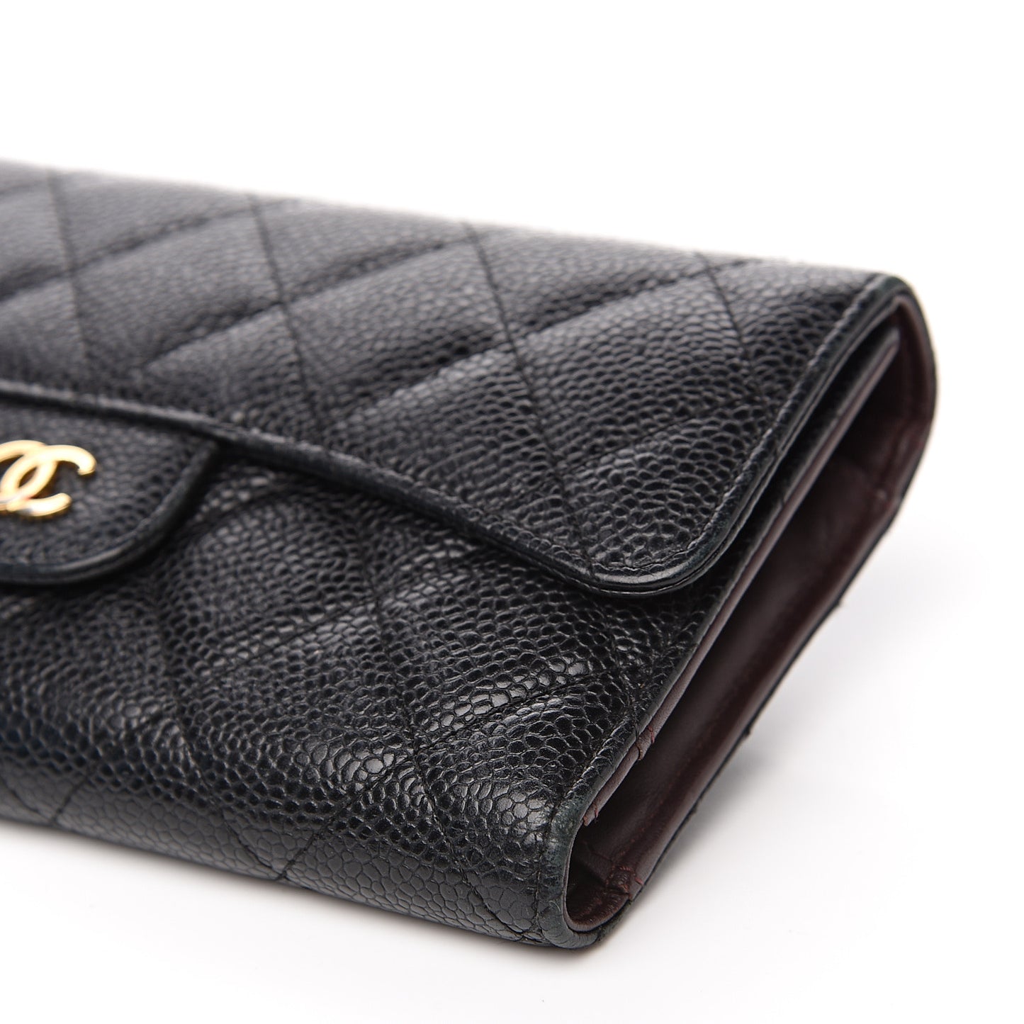 Caviar Quilted Large Flap Wallet Black