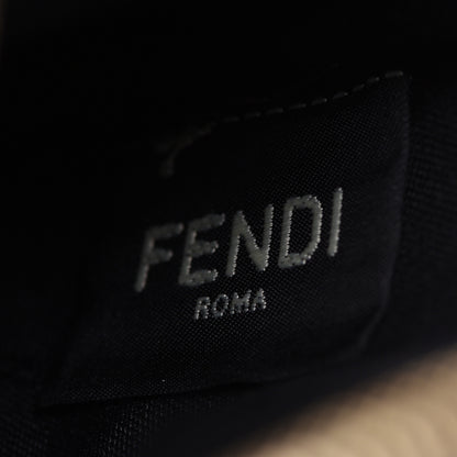 Fendi Glazed Fabric Vitello Century FF 1974 Stamp Patch Medium Cosmetic Case Mogano Panna Black 8 of 10