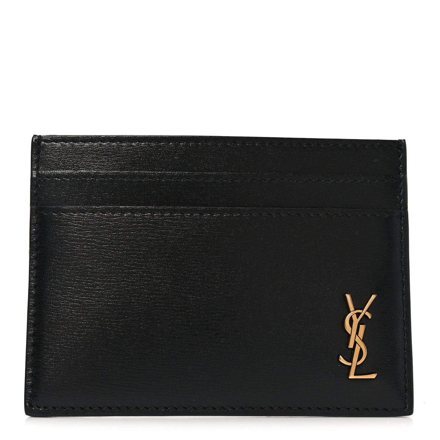 Calfskin Tiny Cassandre Credit Card Case Black