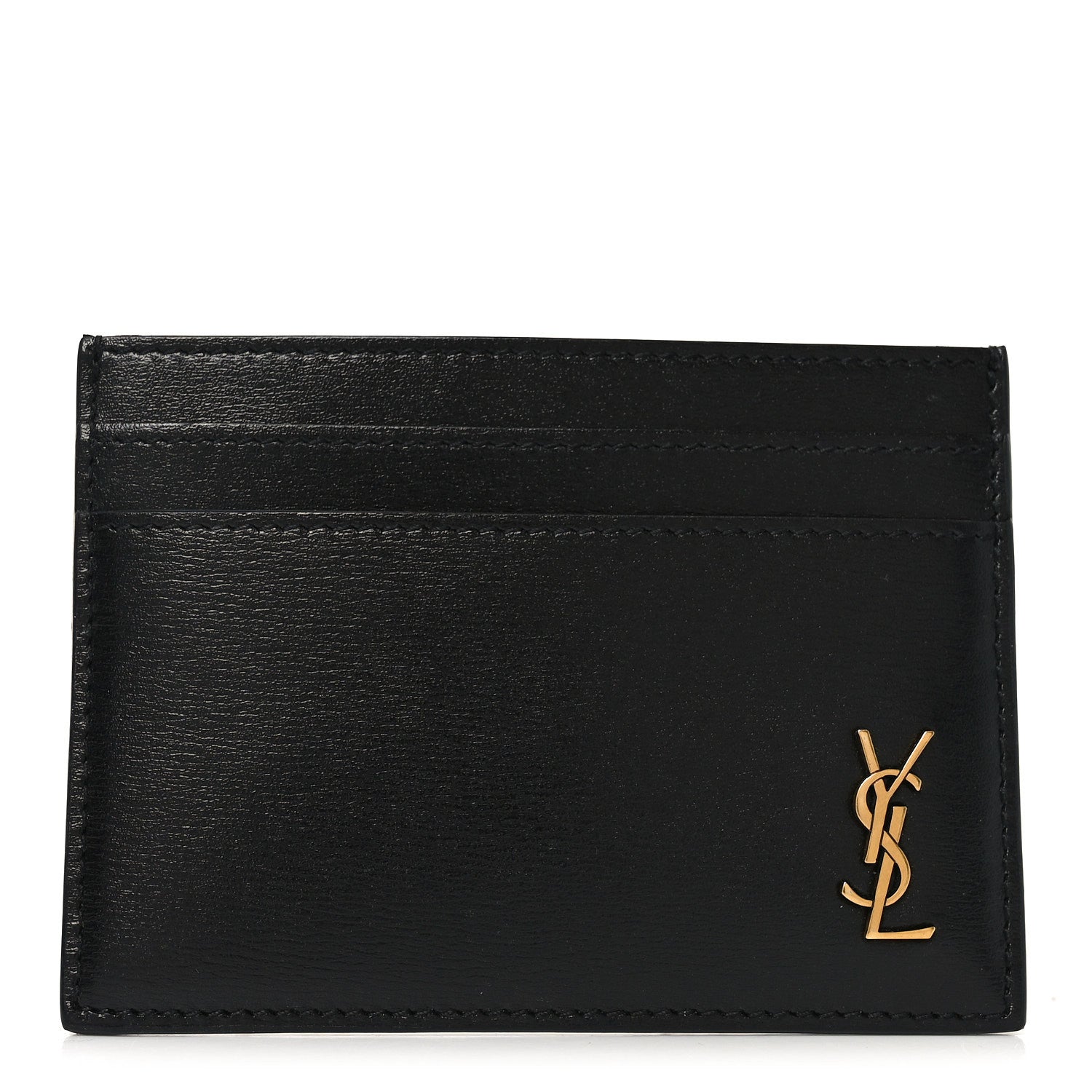 Saint Laurent Calfskin Tiny Cassandre Credit Card Case Black 1 of 8