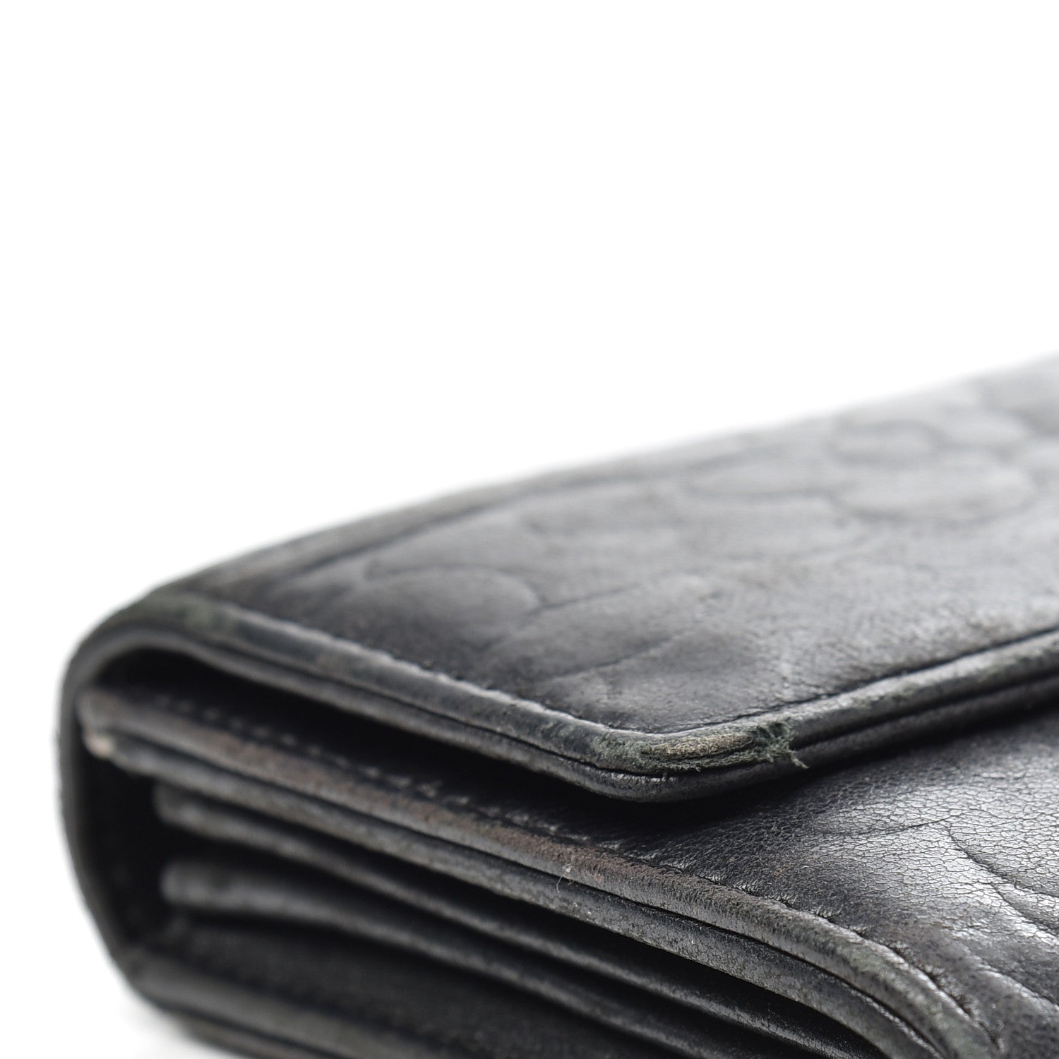 Chanel Lambskin Camellia Embossed Large Gusset Flap Wallet Black 14 of 14
