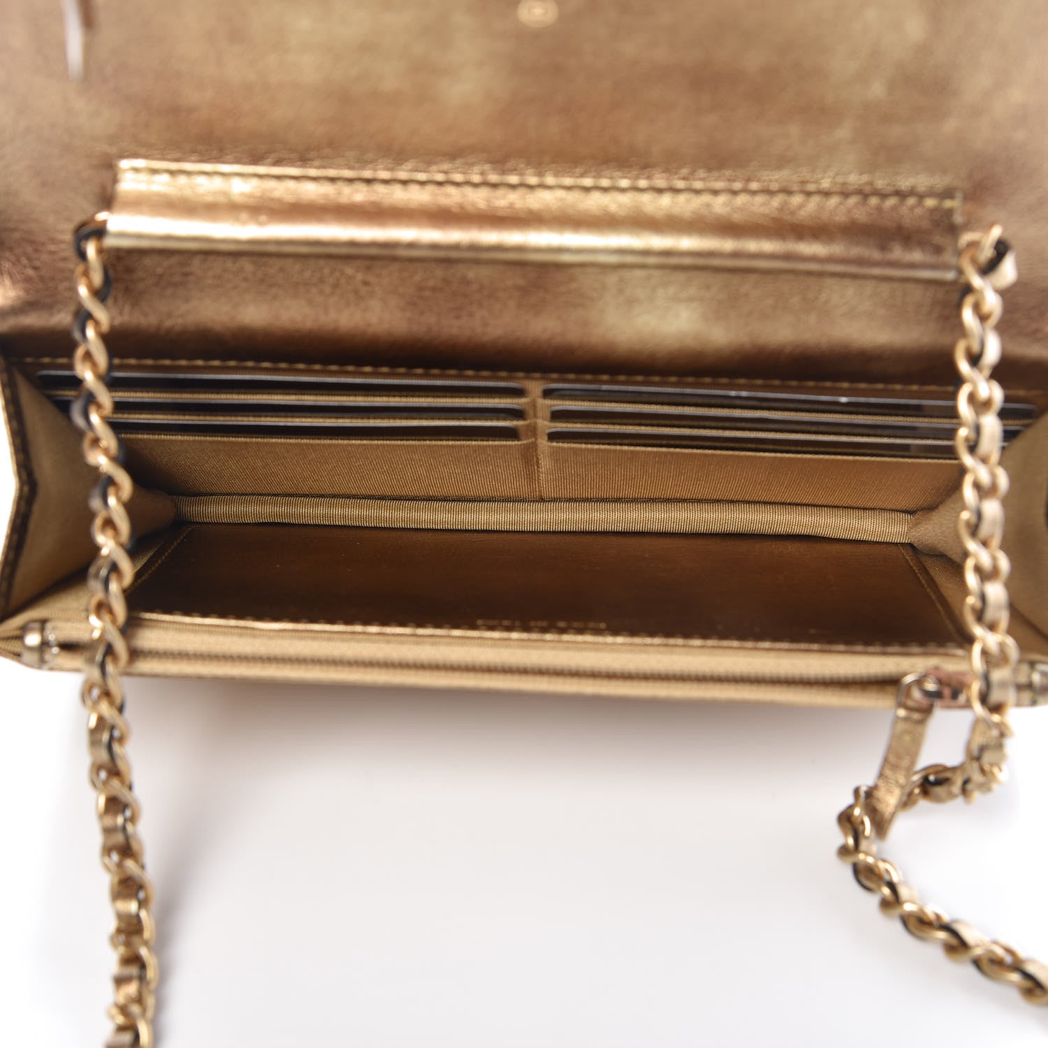 Chanel Metallic Calfskin Quilted Boy Wallet On Chain WOC Gold 5 of 11