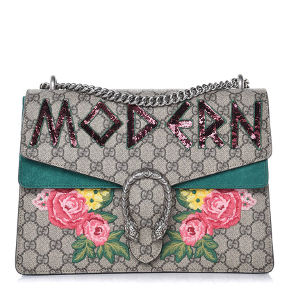 Gucci GG Supreme Monogram Embroidered Medium Dionysus Shoulder Bag Emerald 1 of 10