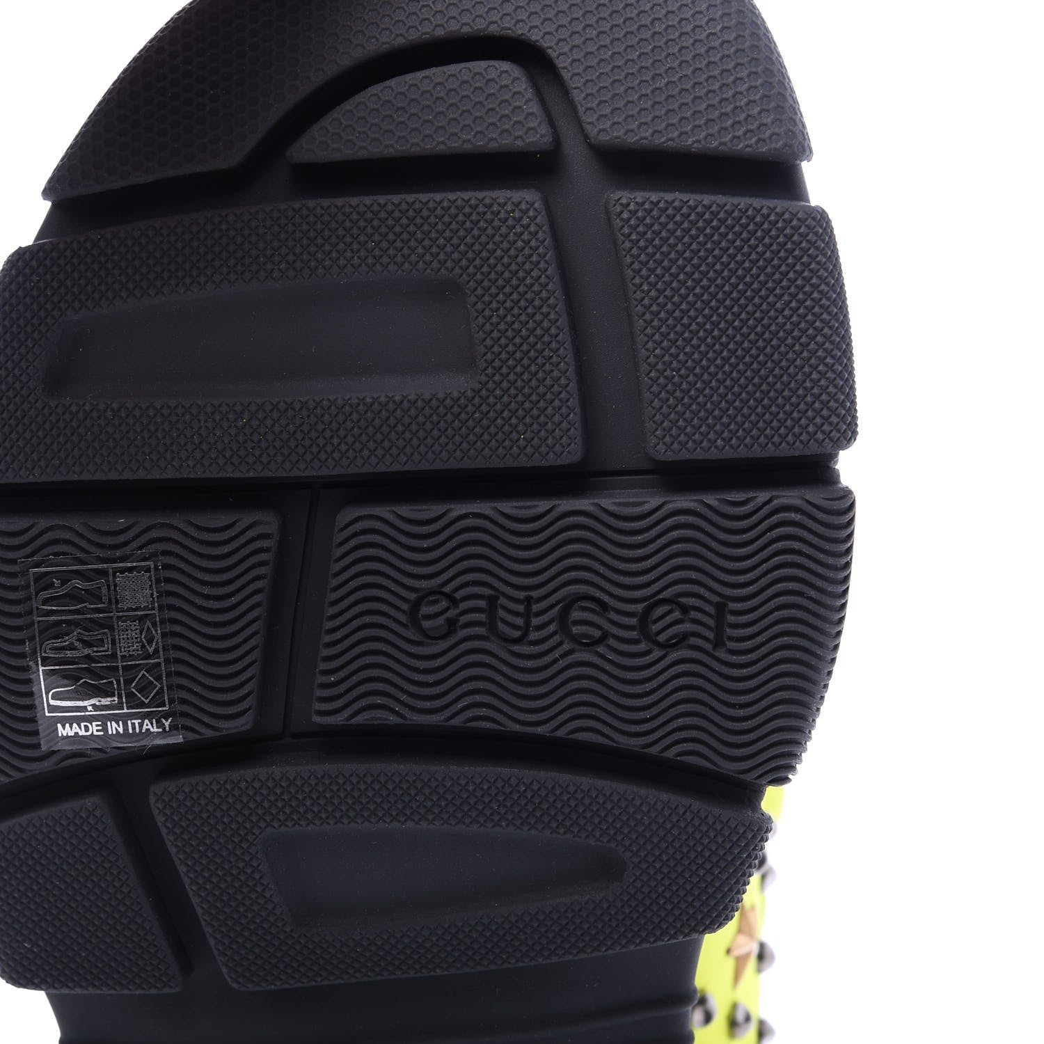 Gucci Technical Canvas Calfskin Studded Mens Aguru Sandals 8 Neon Yellow 8 of 9