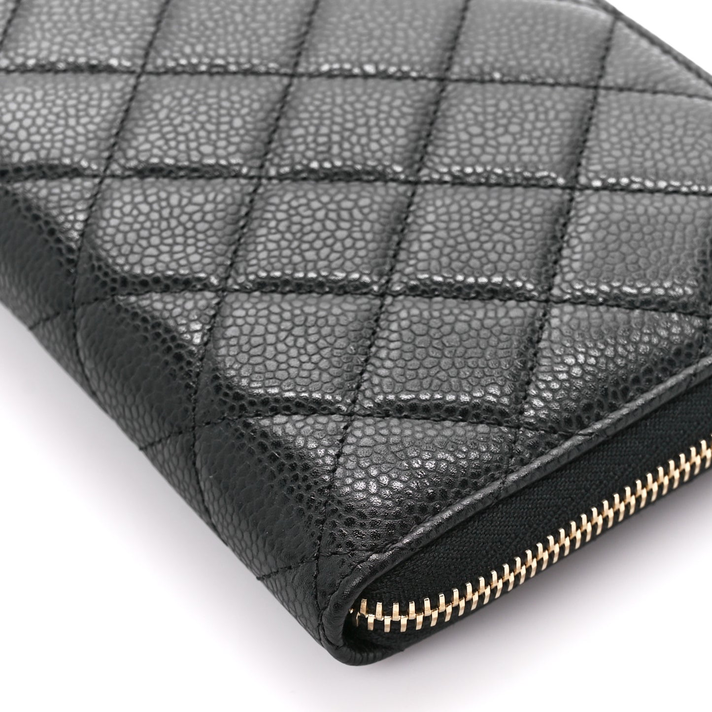 Caviar Quilted Large Zip Around Organizer Wallet Black