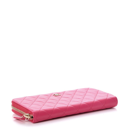 Chanel Lambskin Quilted Large Gusset Zip Around Wallet Fuchsia 4 of 8
