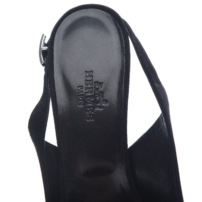 Hermes Goatskin Suede Kessy Pumps 36.5 Black 7 of 8