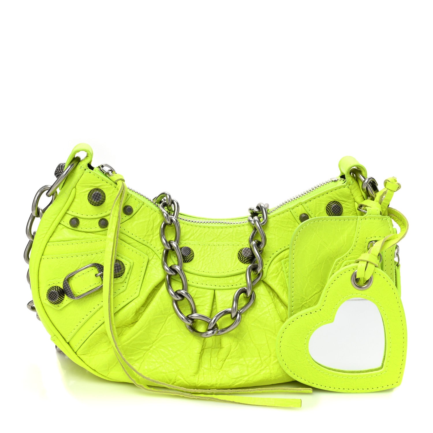 Balenciaga Agneau Arena Le Cagole Chain Shoulder Bag XS Fluo Yellow 1 of 9