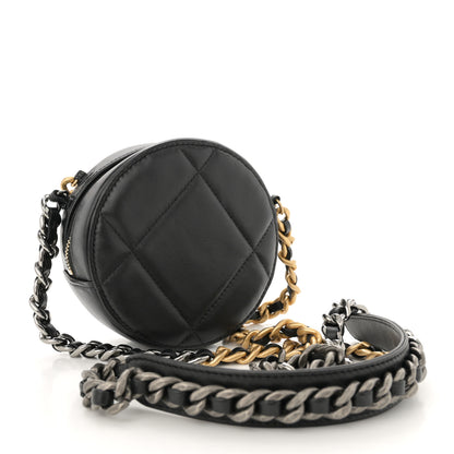 Chanel Lambskin Quilted Chanel 19 Round Clutch With Chain Black 3 of 12