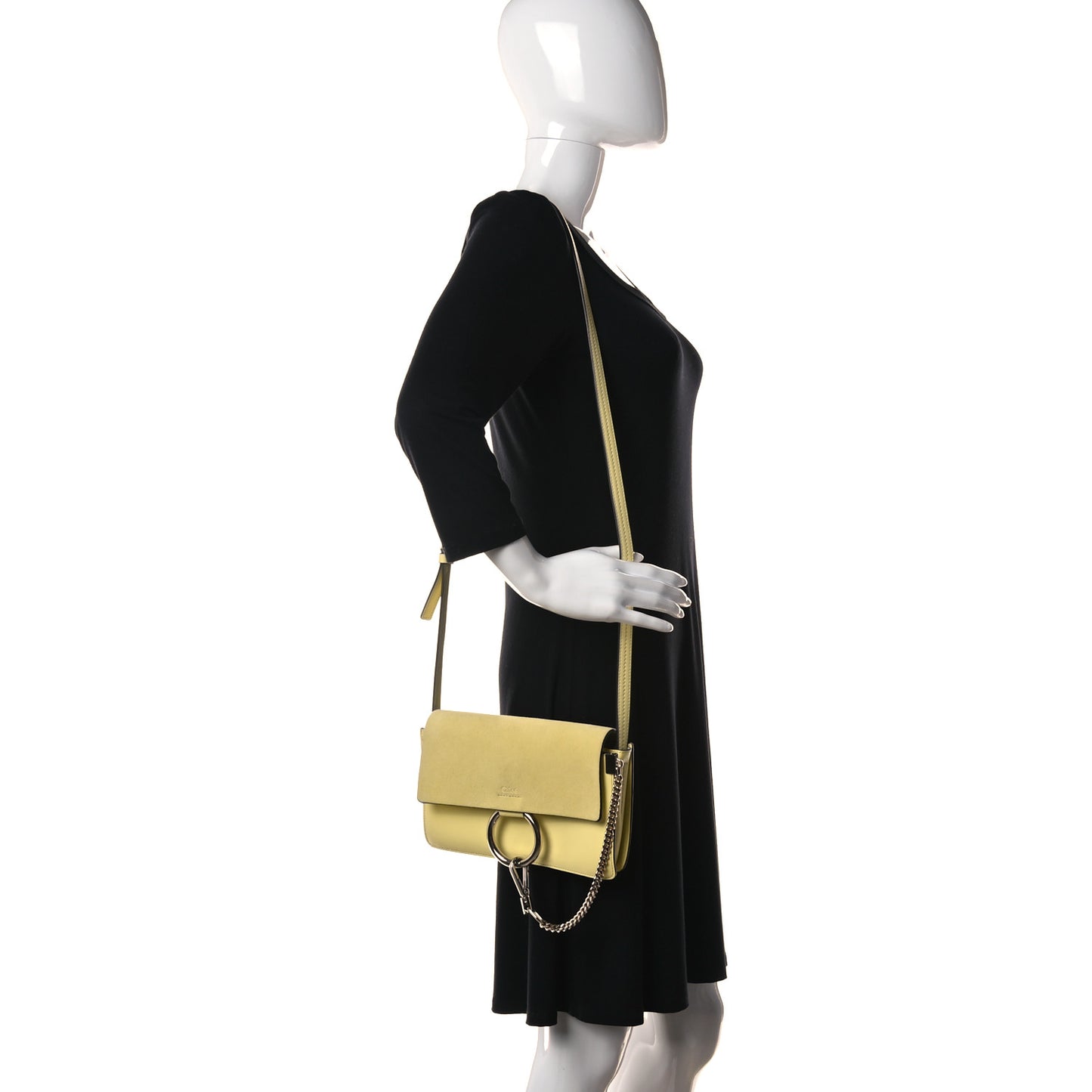 Suede Calfskin Small Faye Shoulder Bag Lemonade
