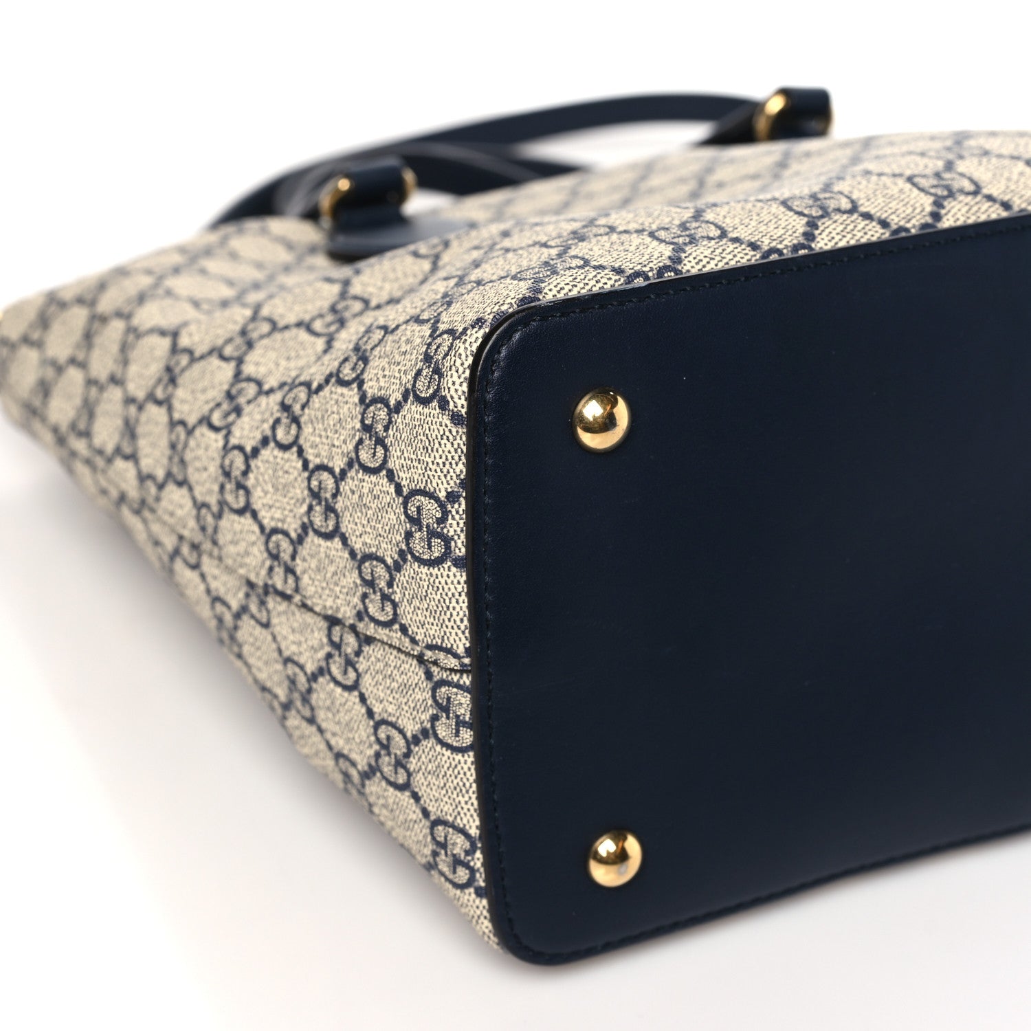 Gucci GG Supreme Monogram Linea A Foldover Tote Beige Blue 9 of 12