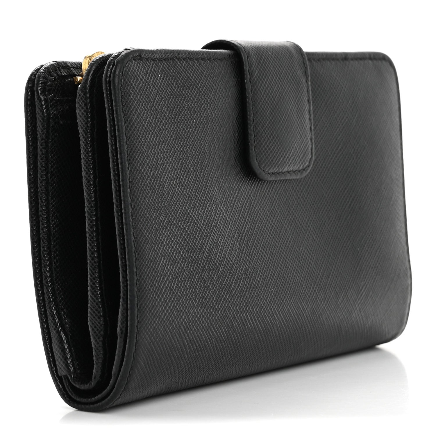 Prada Saffiano Metal Compact Wallet Black 3 of 15