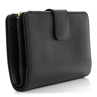 Prada Saffiano Metal Compact Wallet Black 3 of 15
