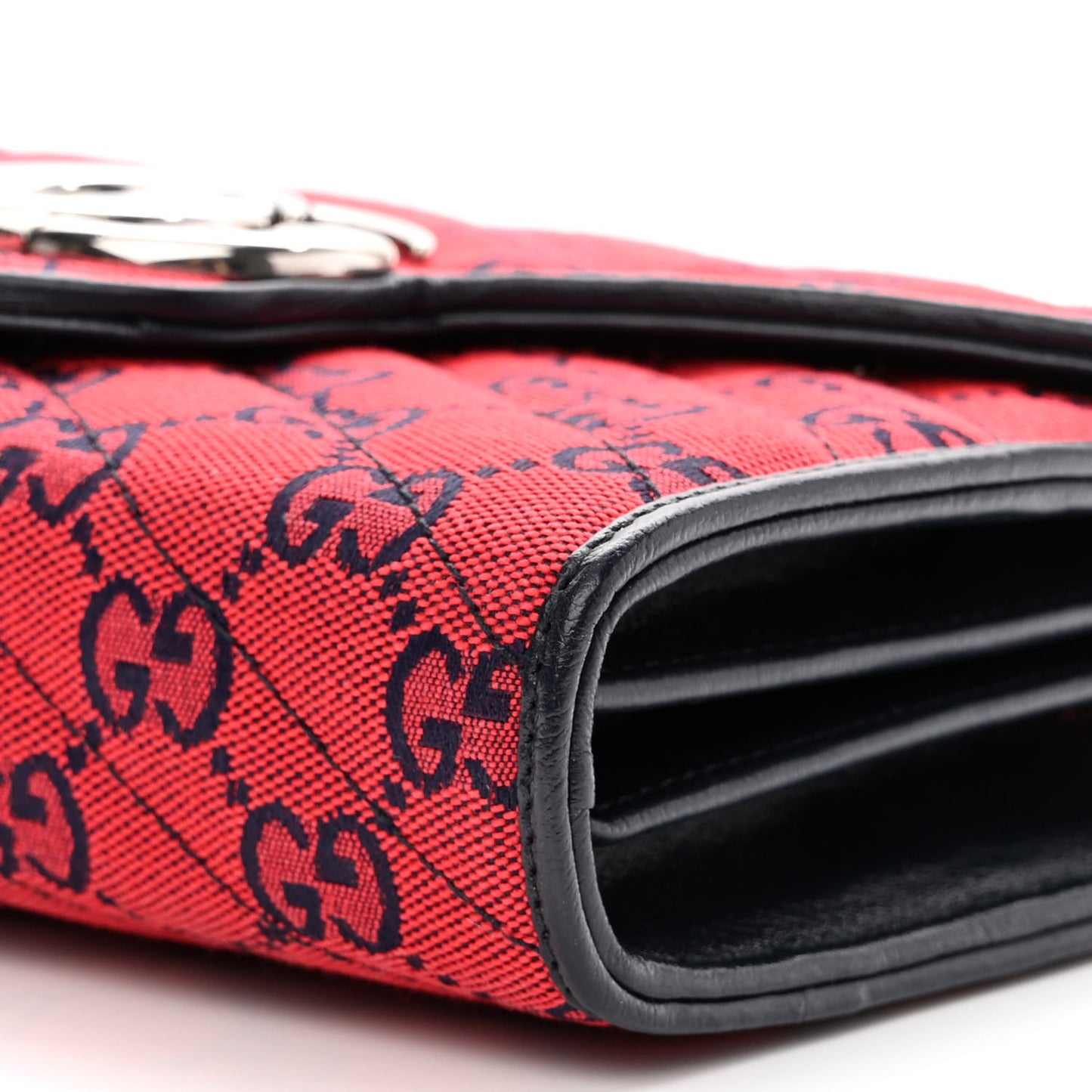 Monogram Multicolor Matelasse Diagonal GG Marmont Chain Wallet Red Blue