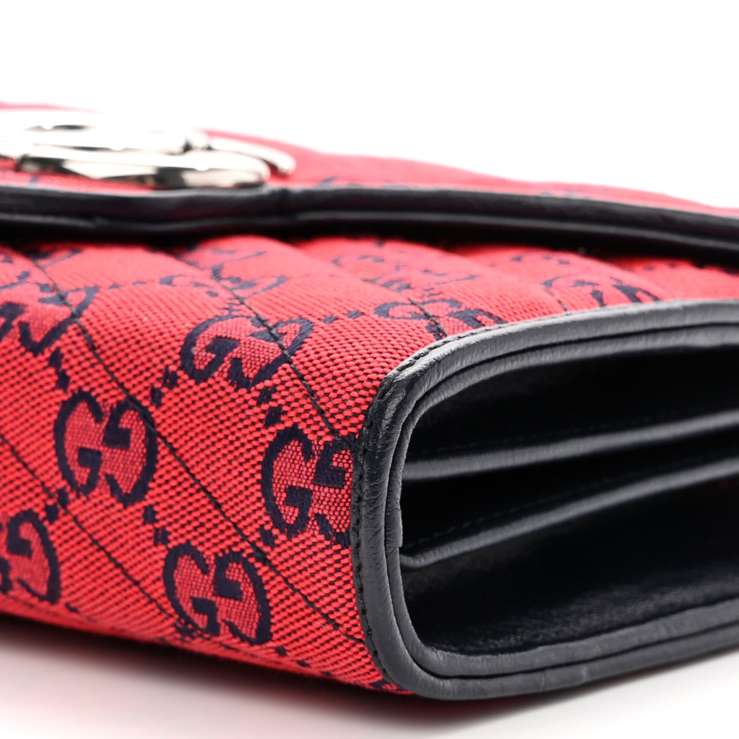 Gucci Monogram Multicolor Matelasse Diagonal GG Marmont Chain Wallet Red Blue 10 of 10