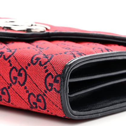 Gucci Monogram Multicolor Matelasse Diagonal GG Marmont Chain Wallet Red Blue 10 of 10