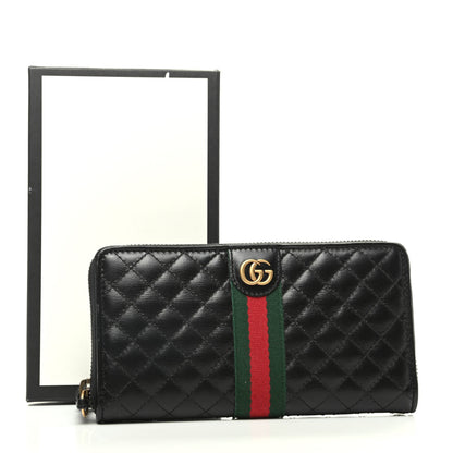 Gucci Calfskin Web Trapuntata GG Zip Around Wallet Black 9 of 9