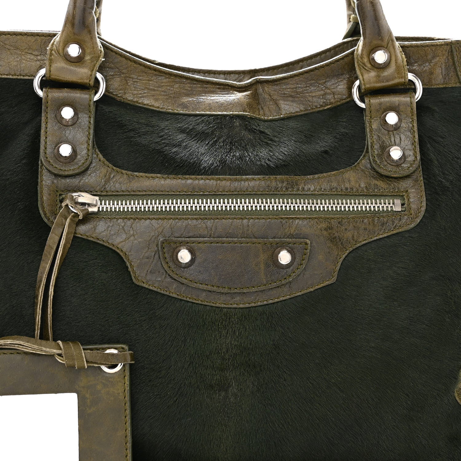 Balenciaga Agneau Pony Hair Classic Silver Hardware City Olive 7 of 19
