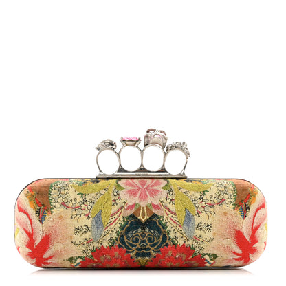 Alexander McQueen Printed Canvas Floral Knuckle Box Clutch Red 1 of 11