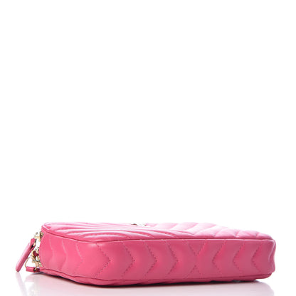 Chanel Lambskin Chevron Quilted Small Clutch With Chain Pink 4 of 13