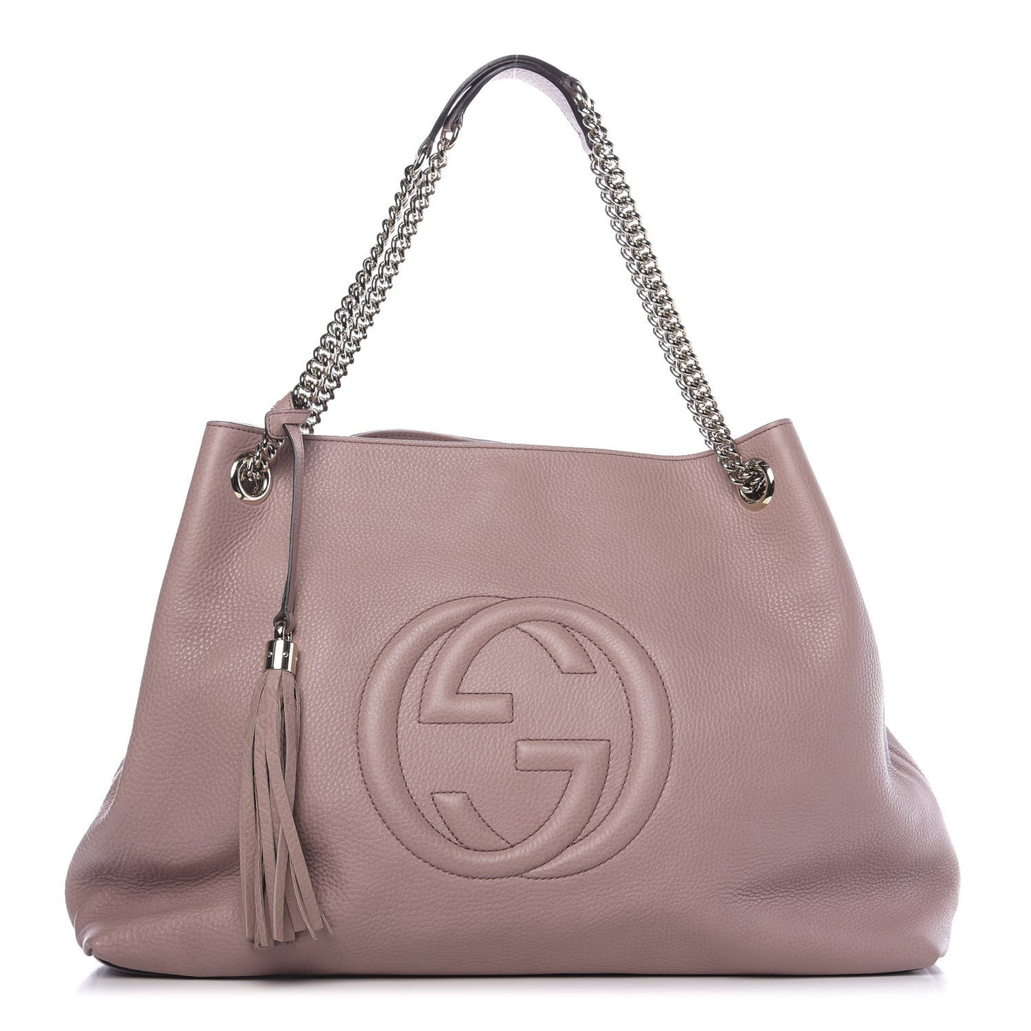 Pebbled Calfskin Large Soho Chain Shoulder Bag Dark Cipria