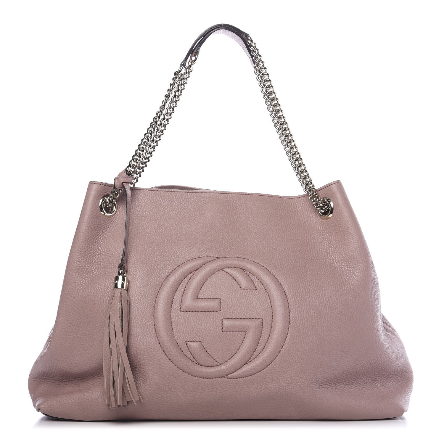 Gucci Pebbled Calfskin Large Soho Chain Shoulder Bag Dark Cipria 1 of 10