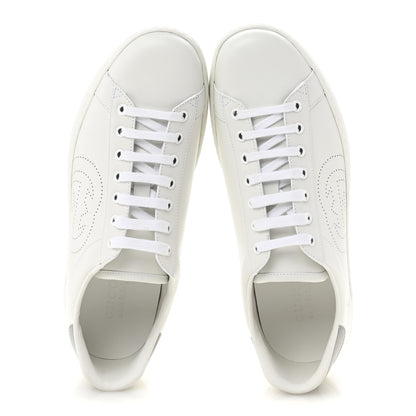 Gucci Calfskin Interlocking G Perforated Mens Ace Sneakers 10 White Grey Sky 2 of 9