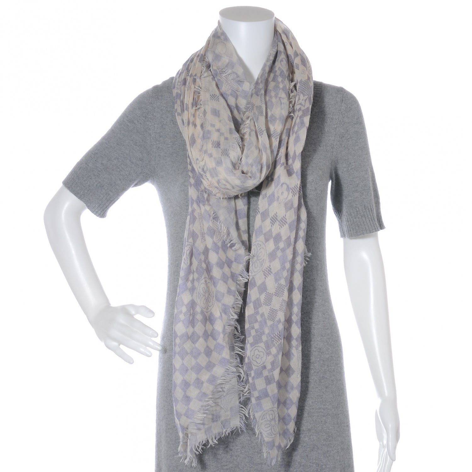Louis Vuitton Cashmere Silk Damier Azur Stole 3 of 8