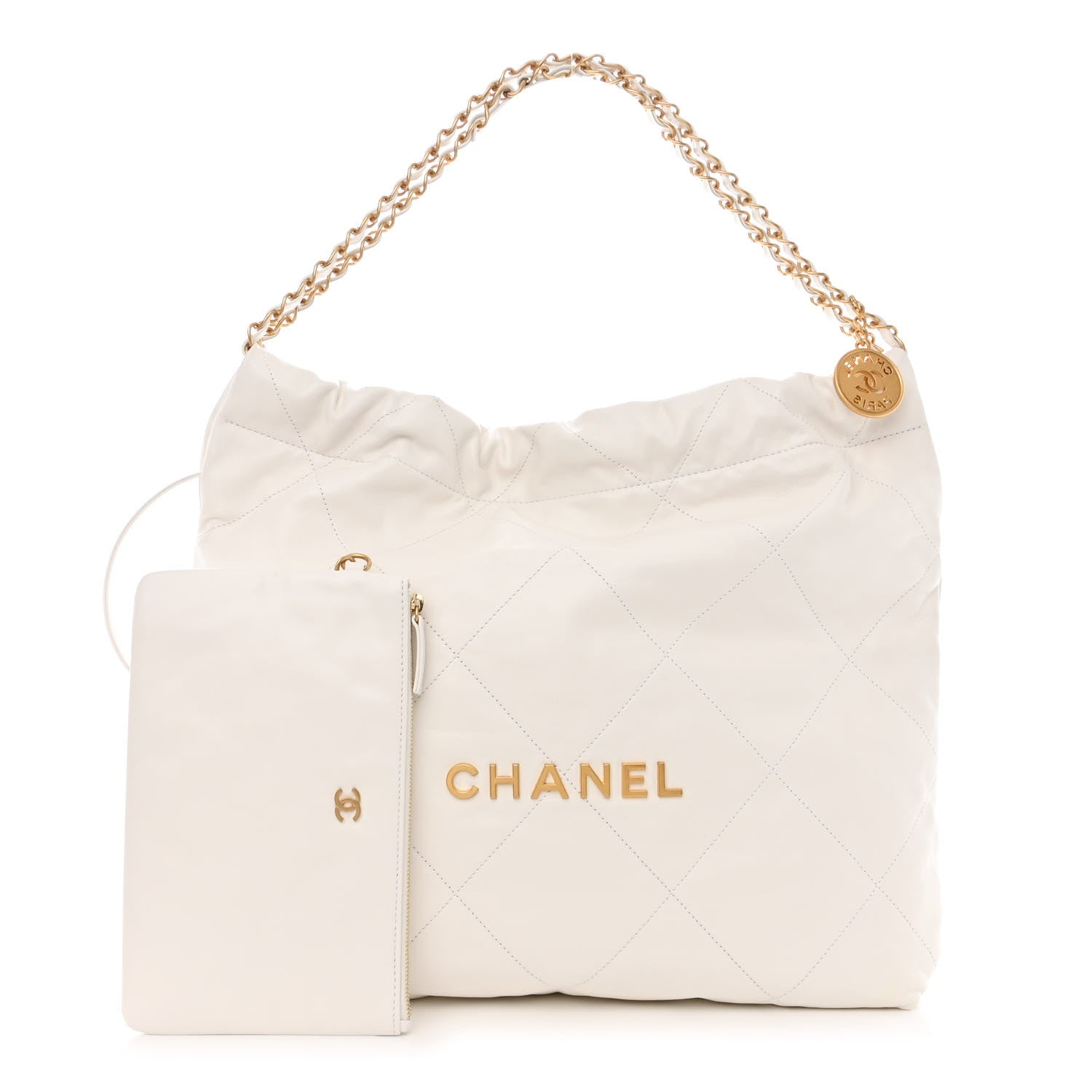 Chanel Shiny Calfskin Quilted Chanel 22 White 1 of 12