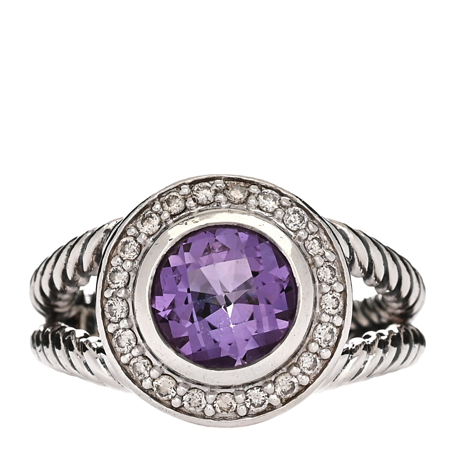 Sterling Silver Diamond Amethyst 8mm Petite Cerise Ring 51 5.75