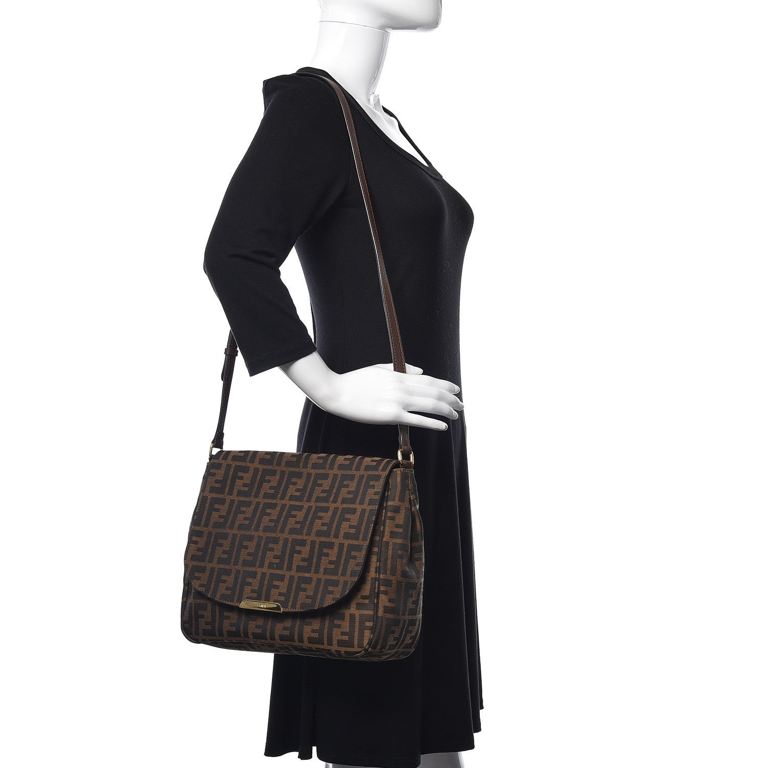 Fendi Zucca Vitello Artic Messenger Bag Tobacco Castagna 1 of 12