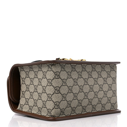 Gucci GG Supreme Monogram Azalea Calfskin Mini Horsebit 1955 Foldover Top Handle Bag Beige Ebony Brown Sugar 4 of 9