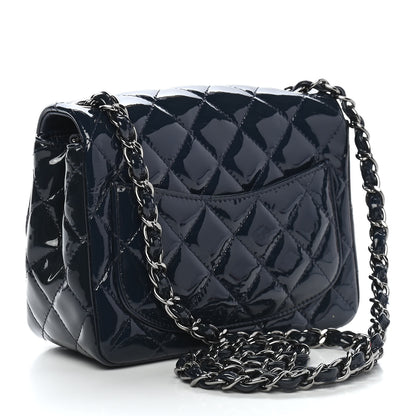 Chanel Patent Quilted Mini Square Flap Navy Blue 2 of 9