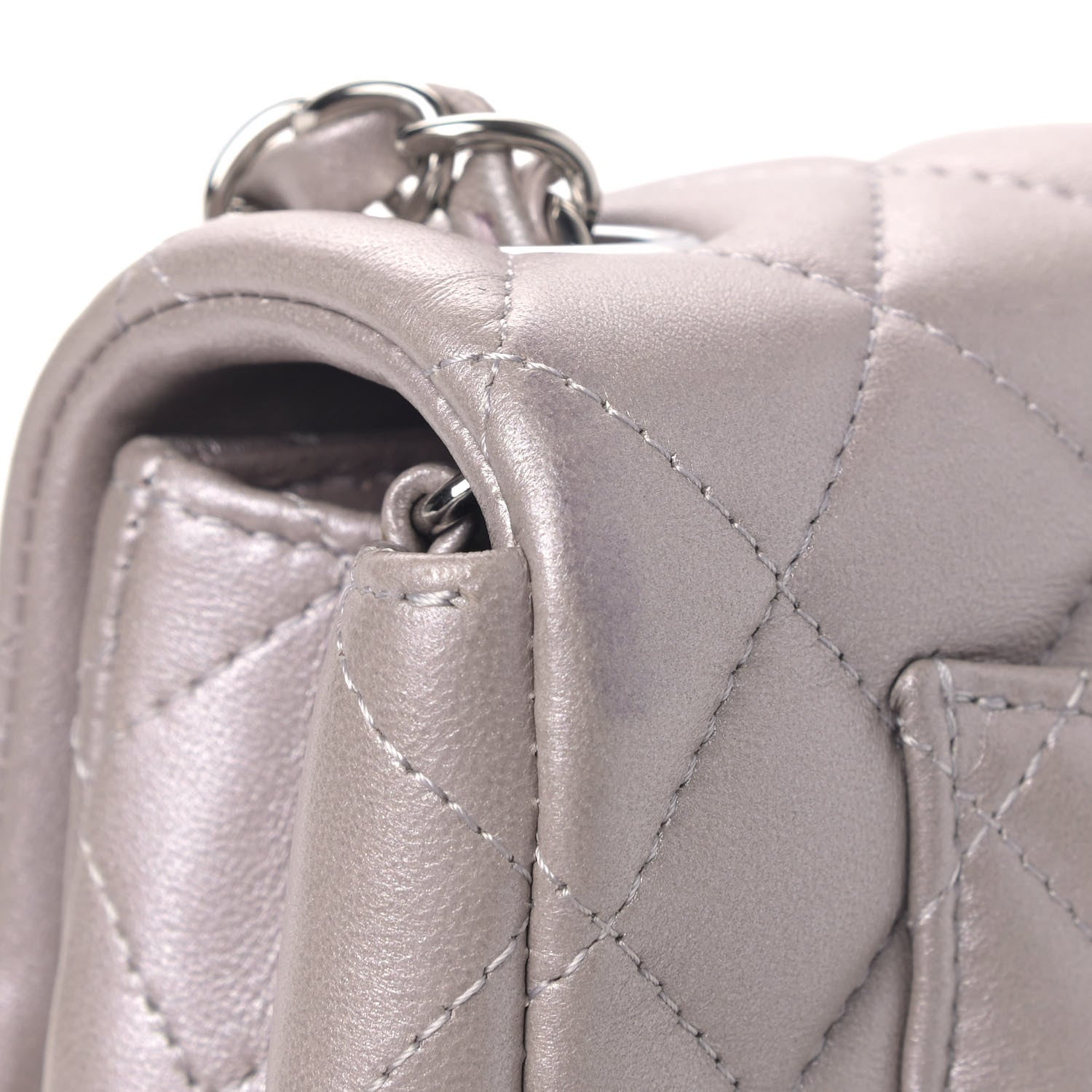 Chanel Metallic Lambskin Quilted Mini Rectangular Flap Silver 7 of 7